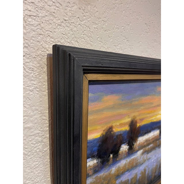 Contemporary The Edge of Town by Seth Winegar | Oil Painting of a sunset landscape with trees and fields For Sale - Image 3 of 5