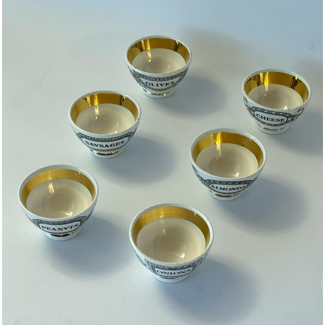 Mid 20th Century FORNASETTI Set of 6 Ceramic Appetizer Bowls by Fornasetti For Sale - Image 5 of 10