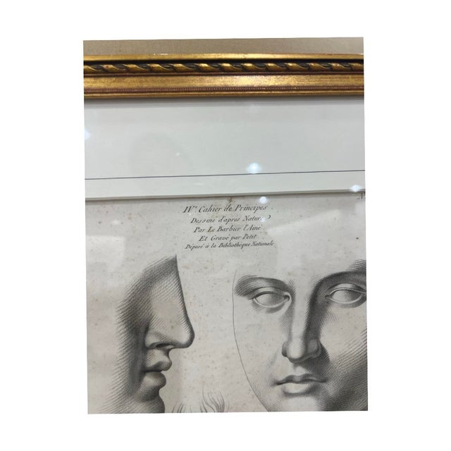 French Antique French Engraving With Gilt Wood Frame. For Sale - Image 3 of 4