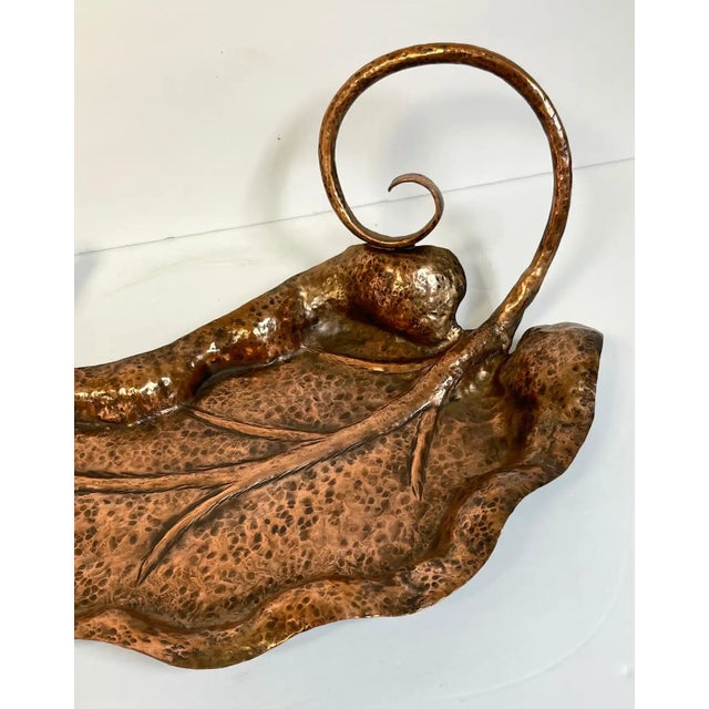 Early 20th Century Austrian Secessionist Hand-Forged Copper Leaf Motif Bowl/Vide-Poche For Sale - Image 9 of 13