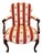 French Bergere Arm Chair With Red Stripe Upholstery For Sale