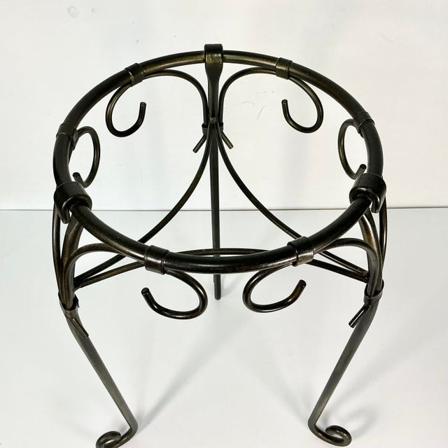 Burnt Umber Late 20th C Vintage Brutalist Metal Plant Stand For Sale - Image 8 of 11