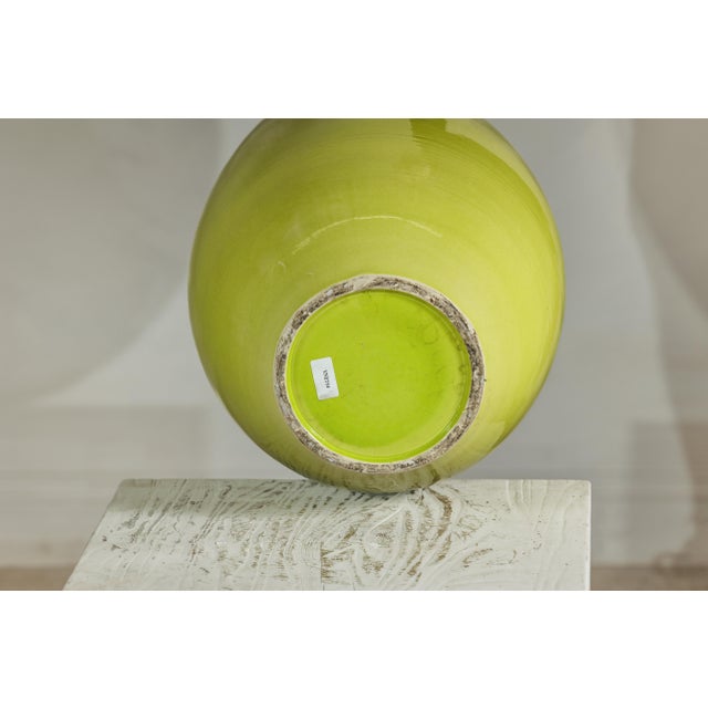 Late 20th Century Large Yellow and Brown Artisan Ceramic Vase with Teardrop Tapered Form For Sale - Image 13 of 18