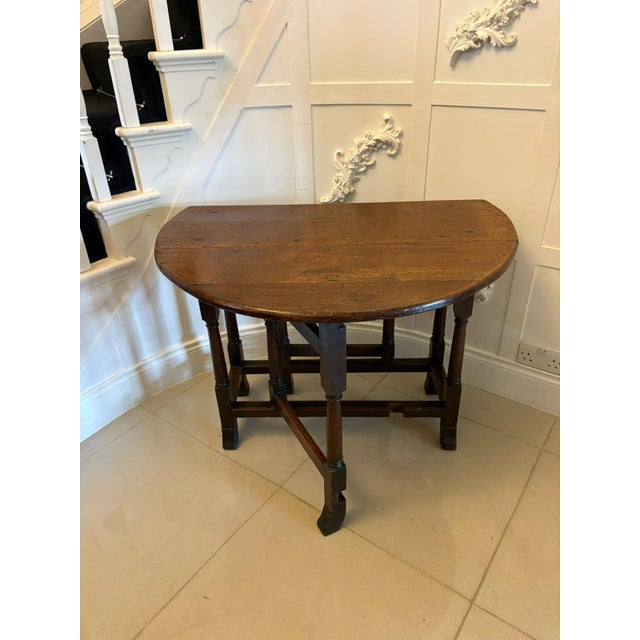 17th Century Antique Oak Gateleg Drop Leaf Dining Table, 1680s For Sale - Image 5 of 17
