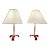 Vintage Jacques Adnet Style Red Stitched Leather Table Lamps, 1950's France - a Pair For Sale