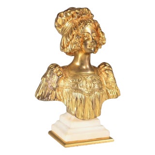 Gilded Bronze Bust of a Young Woman by Eugene Hannoteau, 1900 For Sale