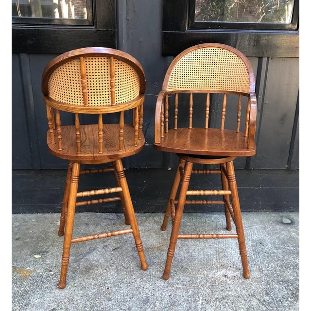 MidCentury Swiveling CaneBack Bar Stools Chairish