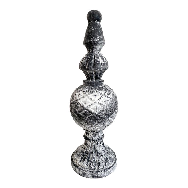 1990s Large Weathered Resin Finial Statue French Country Architectural Decor 19.5" For Sale