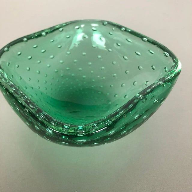 Green Murano Glass Bullicante Ashtray, Italy, 1970s For Sale - Image 6 of 18