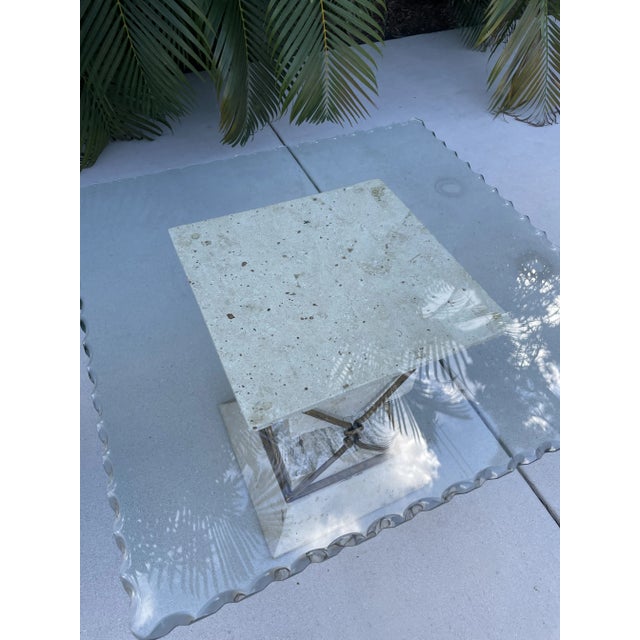 Mid-Century Modern Travertine Stone Side Tables - a Pair For Sale - Image 3 of 10