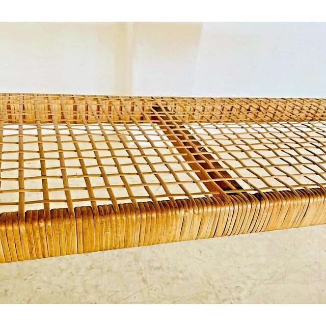 Brown Vintage Danish Teak Coffee Table with Woven Rattan Magazine Shelf, 1960s For Sale - Image 8 of 18