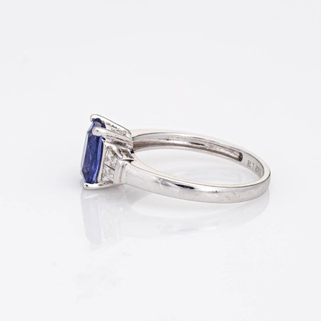 1.78ct Tanzanite Diamond Ring Gemstone Engagement Estate 14k White Gold size 7 For Sale - Image 4 of 7