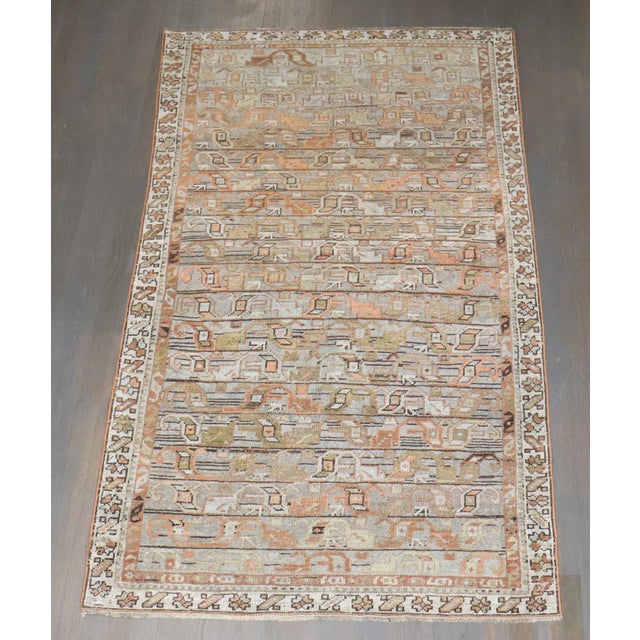Green Early 20th Century Zabihi Collection Persian Malayer Earth Color Accent Size Rug - 3'9" x 6'7" For Sale - Image 8 of 9