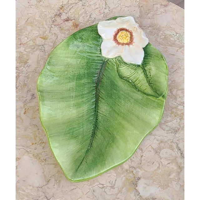 Green LastChance!Vintage Italian Majolica Style Trinket Tray or Catchall For Sale - Image 8 of 9