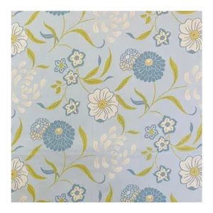 Premier Prints MM Designs Aqua Cream Green Teal Dahlia Primrose Modern Floral Fabric Sample