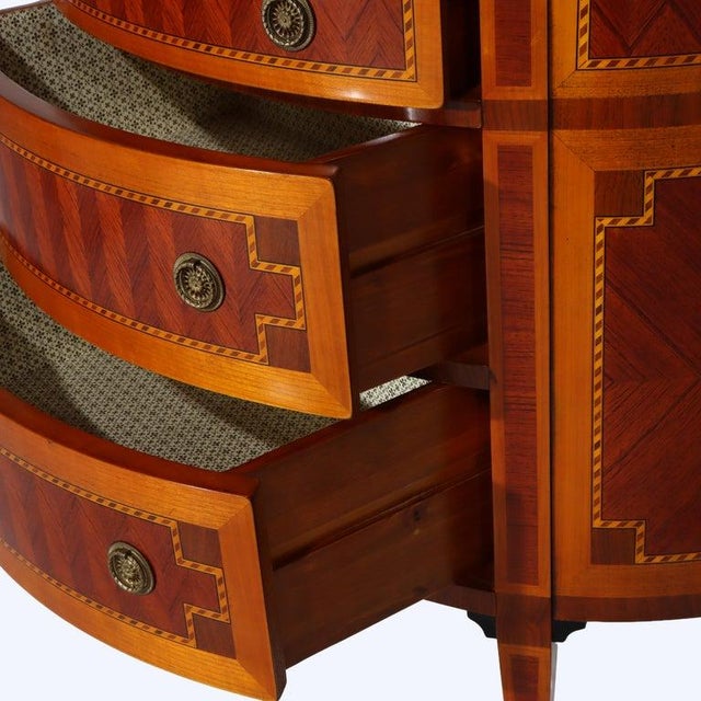 Early 20th Century Pair Italian Hepplewhite Style Satinwood & Rosewood Inlaid Demilune Consoles For Sale - Image 14 of 15