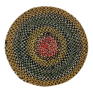 Amazing Round Tan Camel Color With Geometric Design Antique American Braided Rug