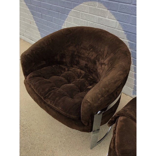 Milo Baughman Style Tub Lounge Chairs, Pair, Circa 1970s For Sale - Image 10 of 12