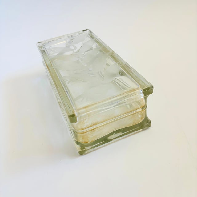 Vintage Frosted Flower Tall Glass Block Vase For Sale - Image 10 of 10
