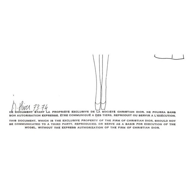 Traditional 1970s Christian Dior Paris No 58 Hiver 73.74 Couture Fashion Drawing W/ Watercolor For Sale - Image 3 of 3