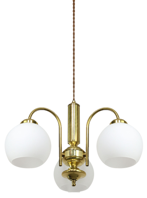 Mid-Century Italian Brass and Opaline Chandelier