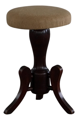 Early 20th Century Victorian Adjustable Piano Stool with Hessian Seat, 1920s