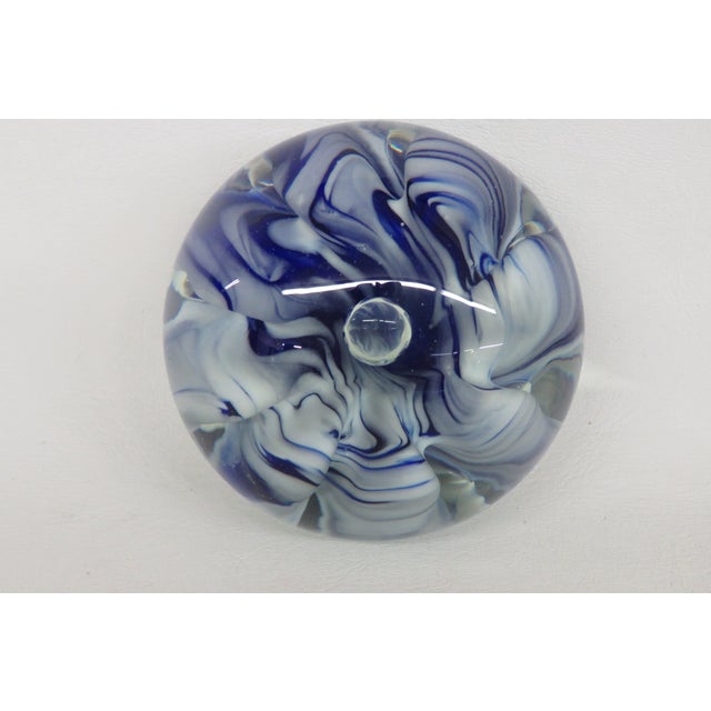Joe St Clair Stamped Hand Blown Art Glass Paperweight Controlled Bubble 4517b For Sale - Image 4 of 11