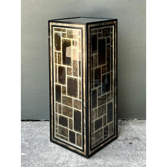 Vintage Eglomise Geometric Glass Pedestal For Sale - Image 9 of 17