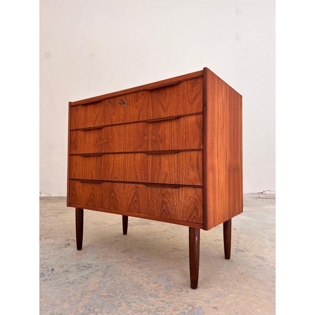 Teak Chest of Drawers with Lock, Denmark, 1960s For Sale - Image 11 of 11