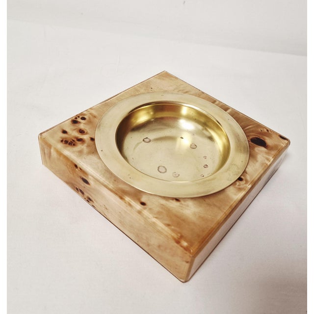 Table Lighter and Ashtray in Briar Wood and Brass from Emmebi, 1970s, Set of 2 For Sale - Image 9 of 18