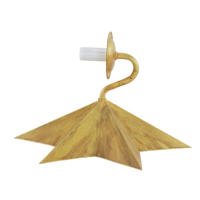 Pair of Vintage Gilded Star Wall Lamps For Sale In New York - Image 6 of 8