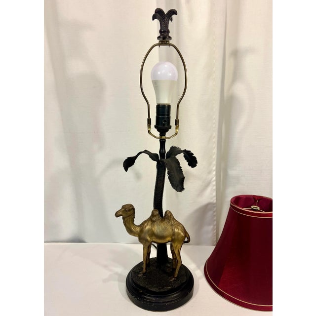 Chic Vintage Maitland-Smith Style Orientalist Brass and Bronze Camel Table Lamp by Oriental Accents For Sale In Mobile - Image 6 of 9