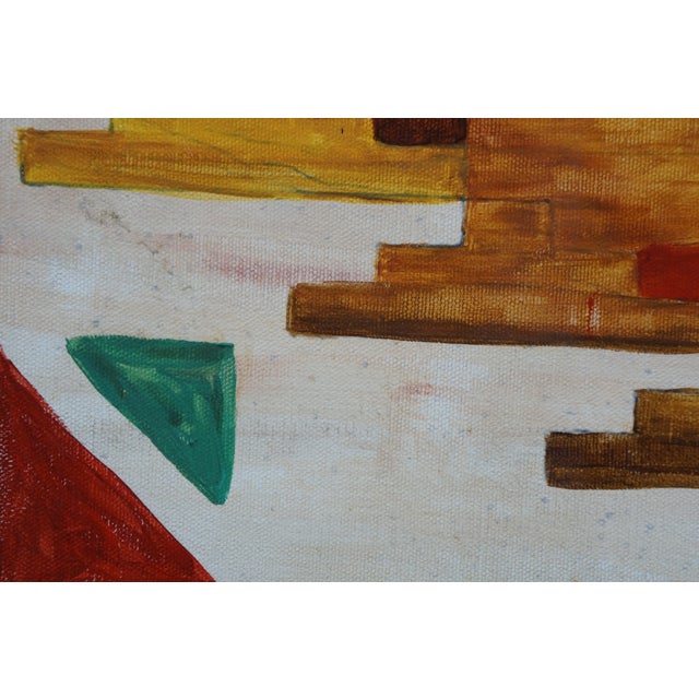 Red Vintage 20th Century Southwestern Folk Art Oil on Canvas Painting 21" For Sale - Image 8 of 11