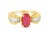 Modern Late 20th Century 14K Yellow Gold Solitaire Natural Ruby Diamond Ring, Size 6.5 For Sale - Image 3 of 3