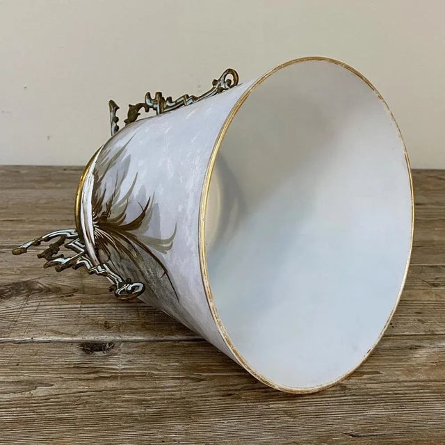 Antique Hand-Painted Opaline Footed Vase For Sale - Image 10 of 13