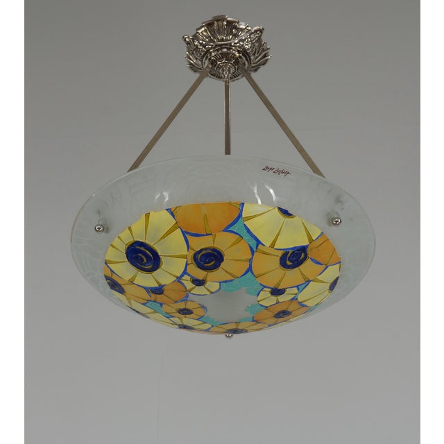 French Art Deco Pendant Light by Loys Lucha 1930 France For Sale - Image 6 of 14