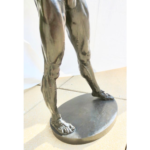 Massive Bronze Gladiator by Baucke Sculpture Signed and Dated 1910 36" Tall For Sale - Image 4 of 14