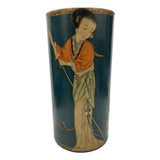 Chinoisere Vintage Wastebasket For Sale