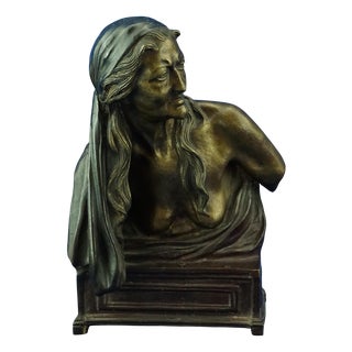Vincenzo Gemito, Art Nouveau bronze sculpture titled La Sibilla, 19th Century, Naples Italy For Sale