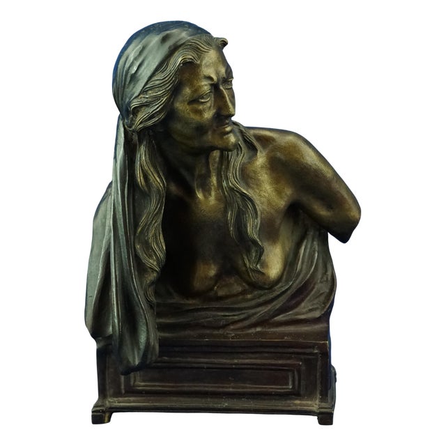 Vincenzo Gemito, Art Nouveau bronze sculpture titled La Sibilla, 19th Century, Naples Italy For Sale