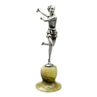 Josef Lorenzl, Dancing Lady, 1930s, Painted Bronze For Sale
