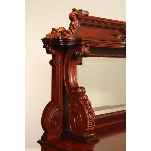 Wood Renaissance Revival Carved Mahogany Sideboard with Mirror For Sale - Image 7 of 12