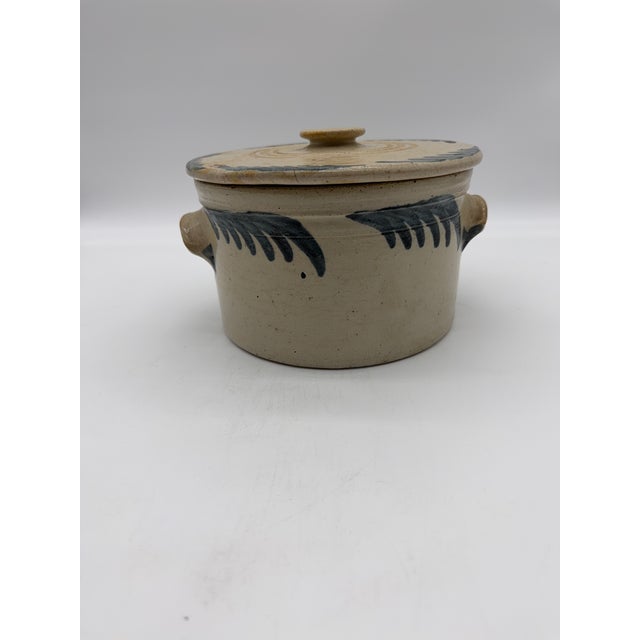 A Very Fine and Rare Philadelphia Bristol Glazed Stoneware Cake Crock With Lid by Thomas Haig Jr, Circa 1870’s Attributed...