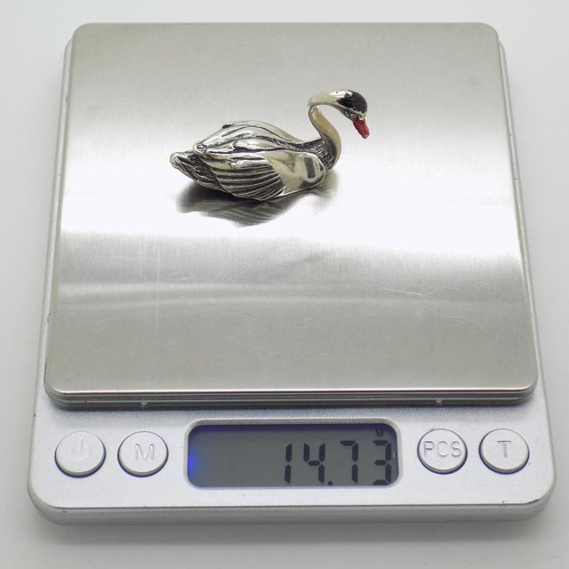 Silver Vintage Italian Handmade Silver Swan, 1980s For Sale - Image 8 of 11