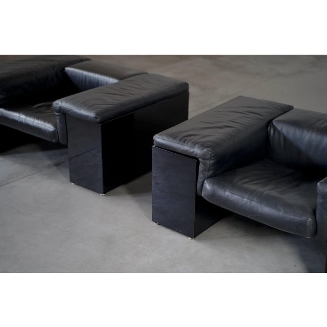 All Black Brigadier Chairs by Cini Boeri for Knoll International, 1980s, Set of 2 For Sale - Image 9 of 10