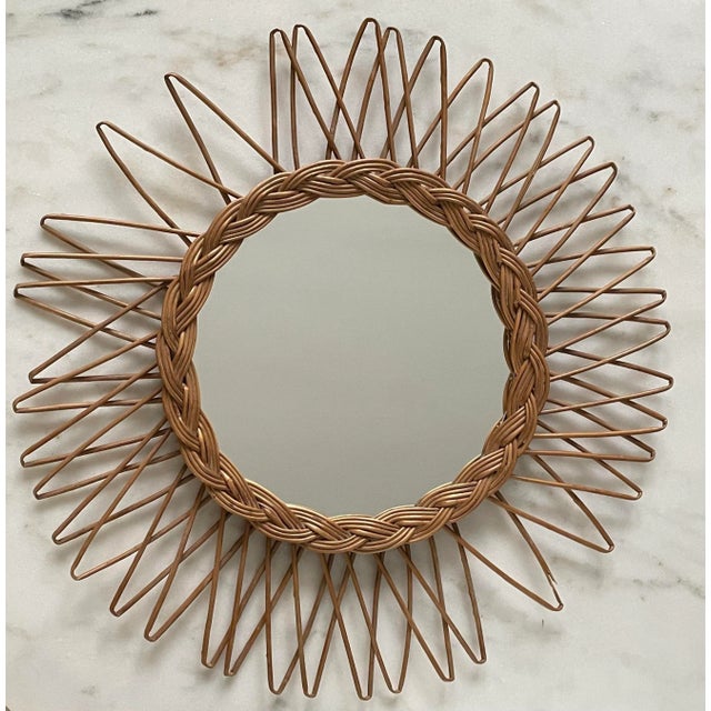 Vintage 1980s French Wicker Mirror For Sale In Chicago - Image 6 of 6