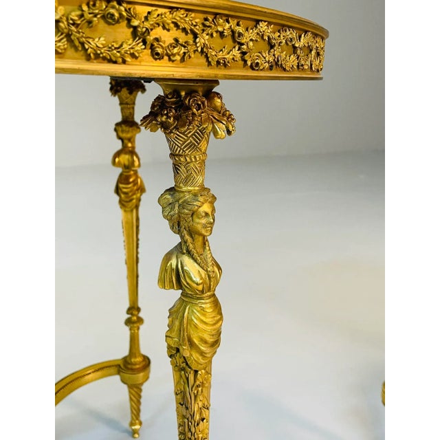 Pair of French Ormolu Marble Gueridons, Circular, 19th Century, Adam Weisweiler For Sale - Image 10 of 12