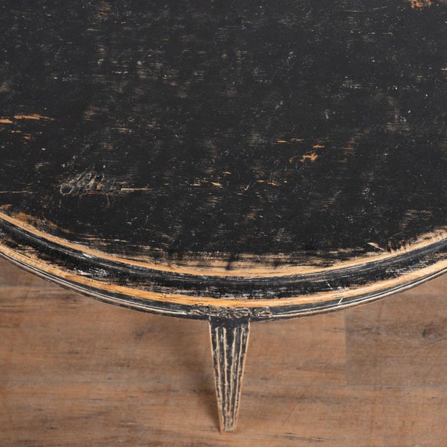 19th Century Swedish Black Pine Demi Lune Side Table Console For Sale - Image 6 of 13