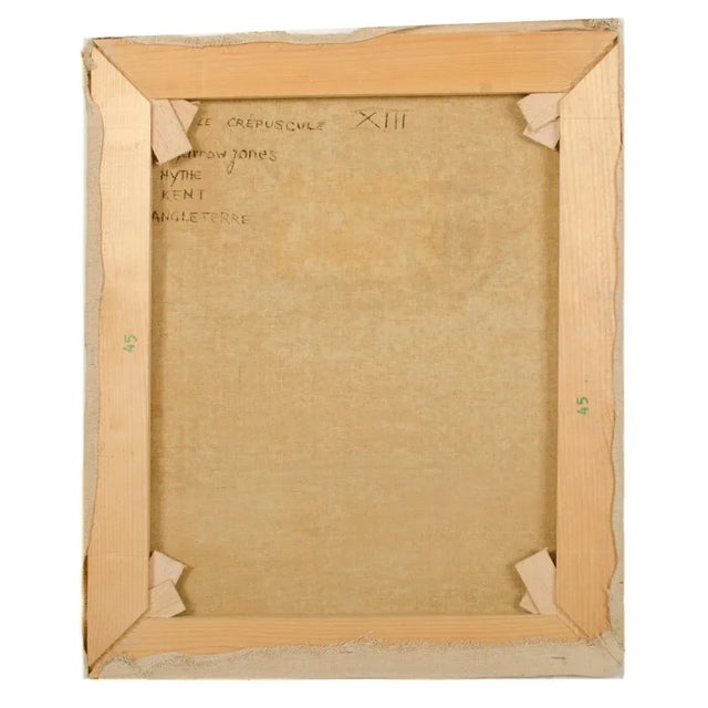 Green Early 20th Century "Le Crepuscule" Modernist Abstract Shapes Oil Painting by Ernest Yarrow-Jones For Sale - Image 8 of 10