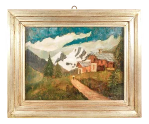 Pietro Sassi, Mountain Landscape, Oil Painting, Framed